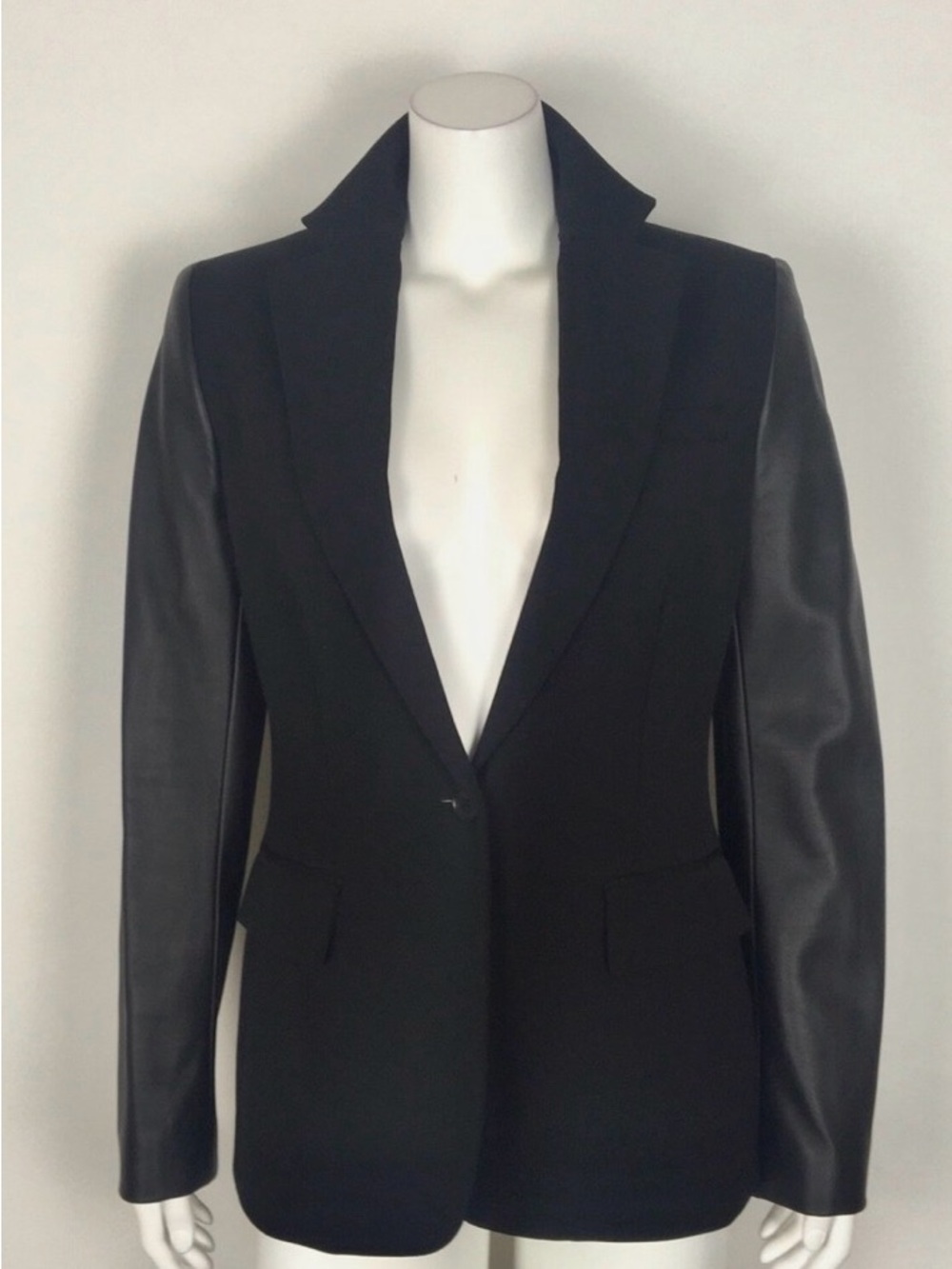 Ralph Lauren wool gaberdine blazer with leather arms